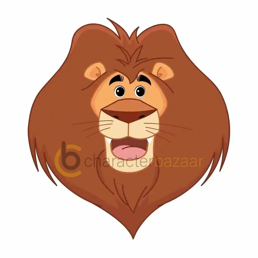 lion animated cartoon face with different facial expressions