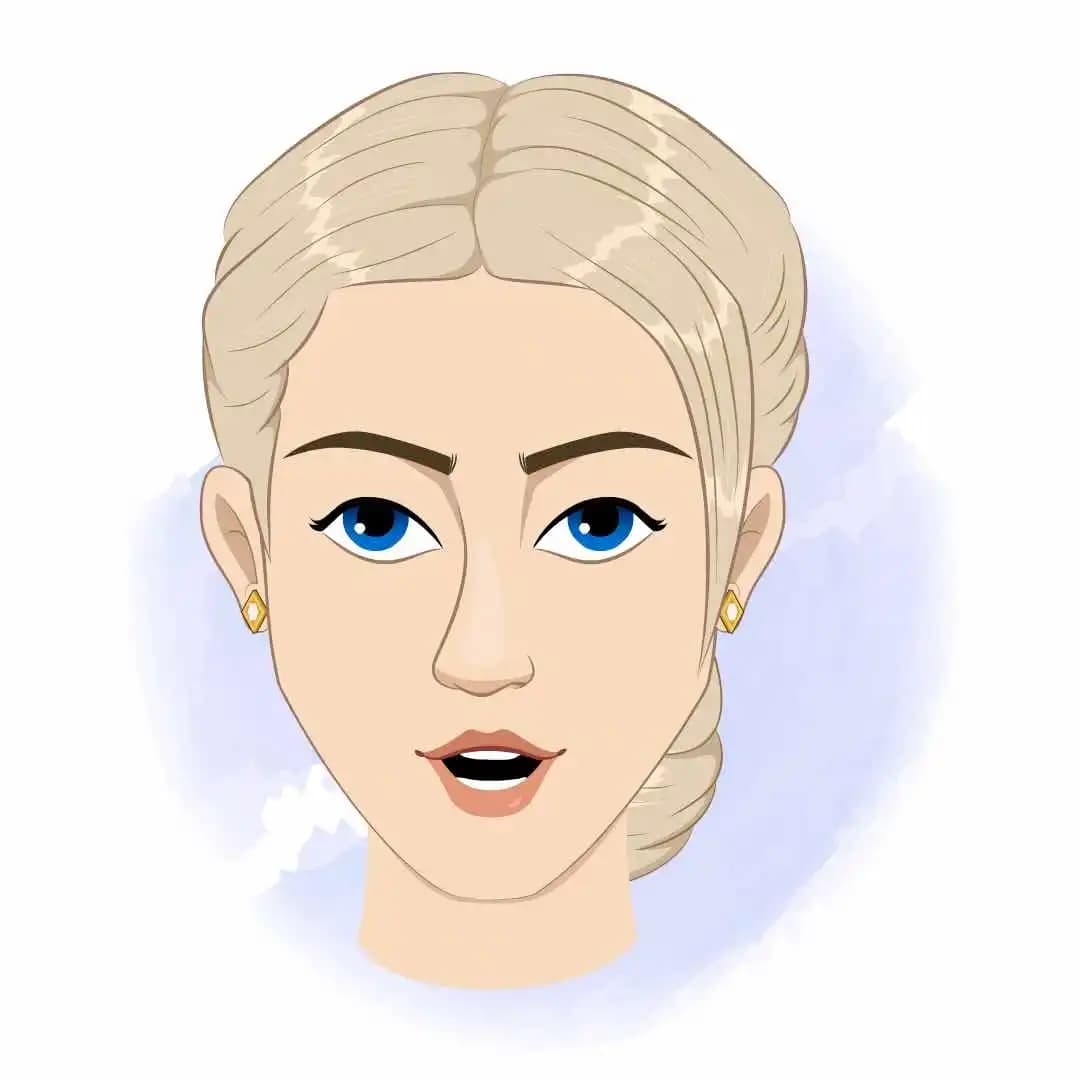 A beautiful female nurse animated cartoon face with different facial expressions aka amy