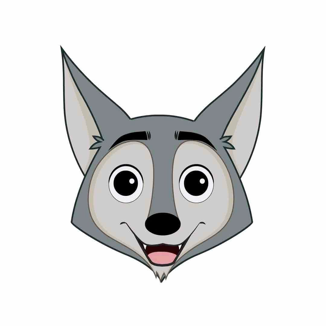 wolf face expression animated vector cartoon character aka wandy the  wolf
