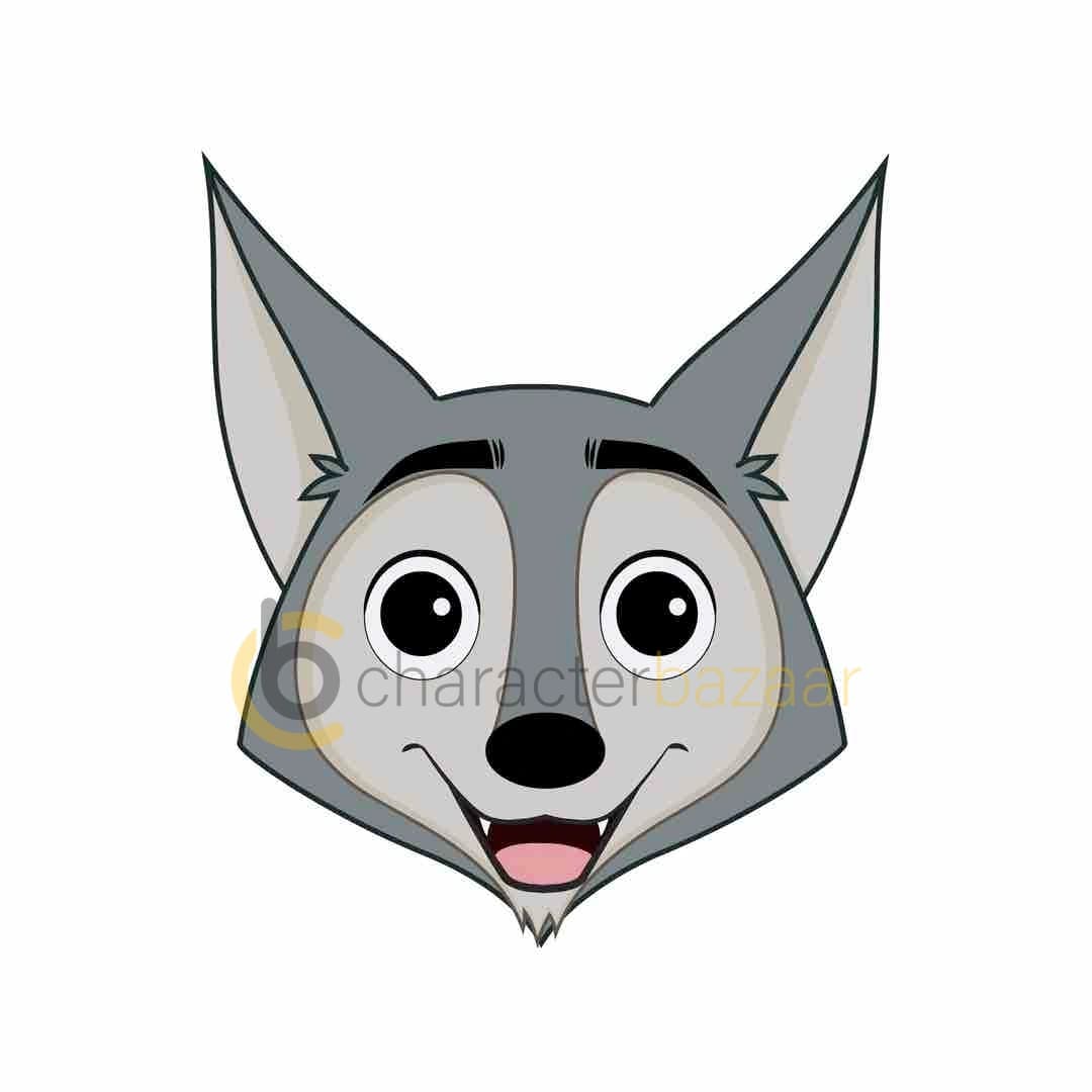 wolf face expression animated vector cartoon character aka wandy the  wolf