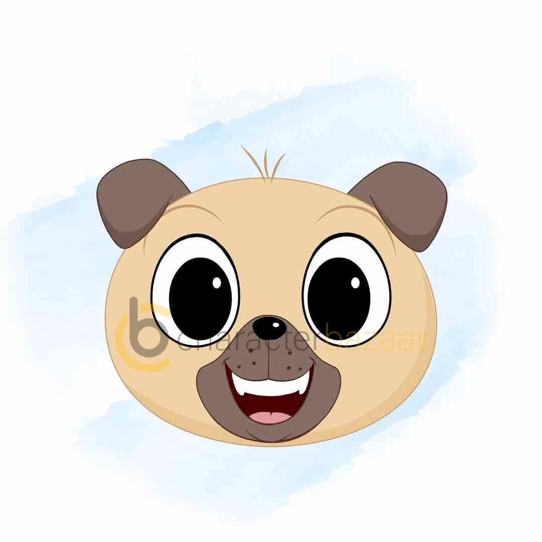 A little dog animated cartoon face with different facial expressions aka duffy the dog