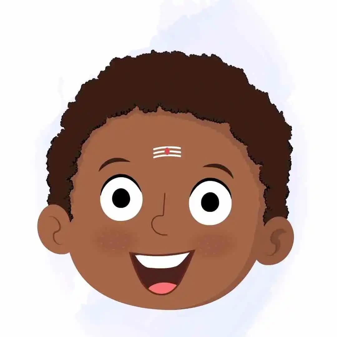 A South Indian boy animated cartoon face with different facial expressions aka shree