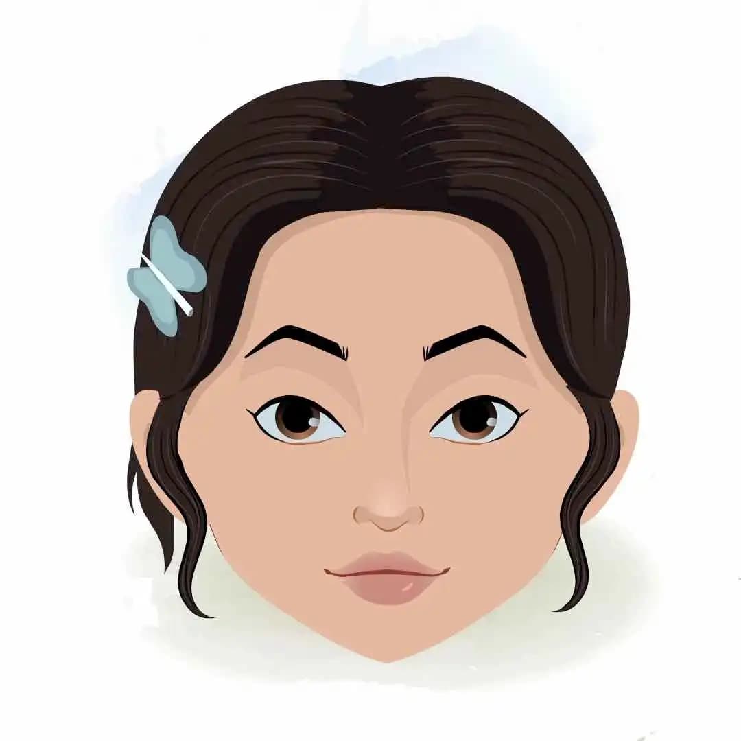 A female teacher animated cartoon face with different facial expressions