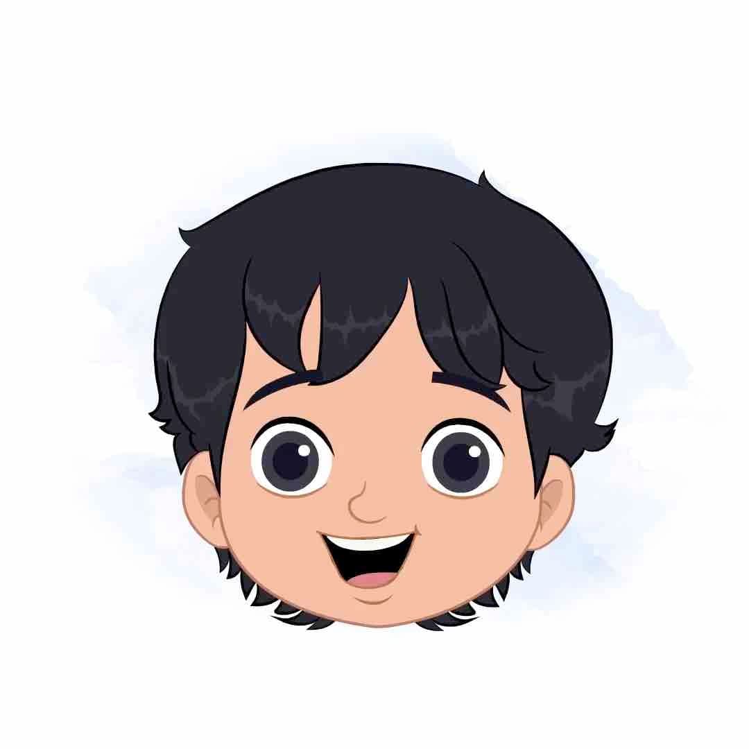 A cool boy animated cartoon face with different facial expressions aka min min