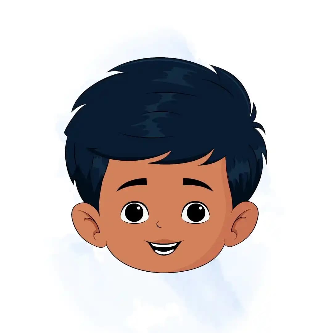 An Indian school boy animated cartoon face with different facial expressions aka arun
