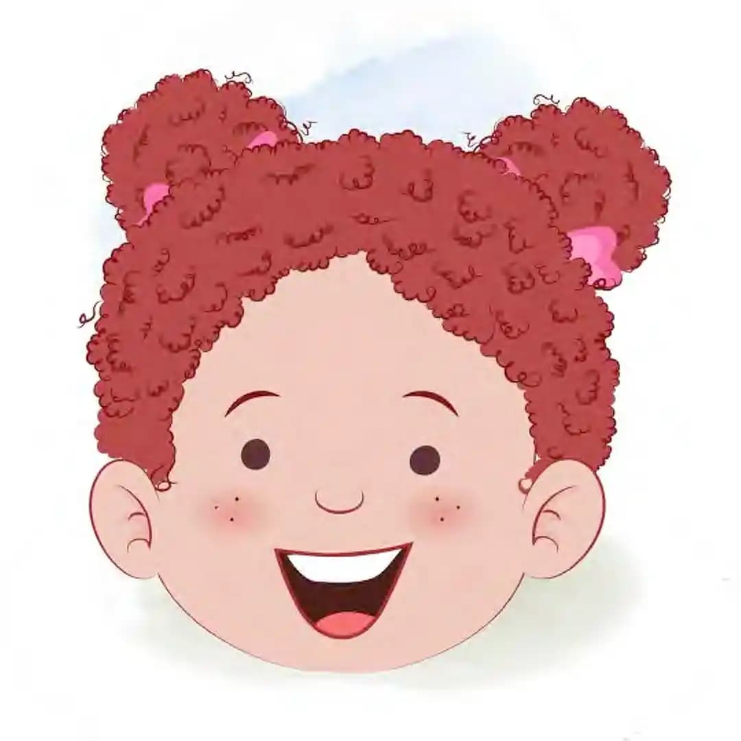 A red hair little girl animated cartoon face with different facial expressions aka nirru