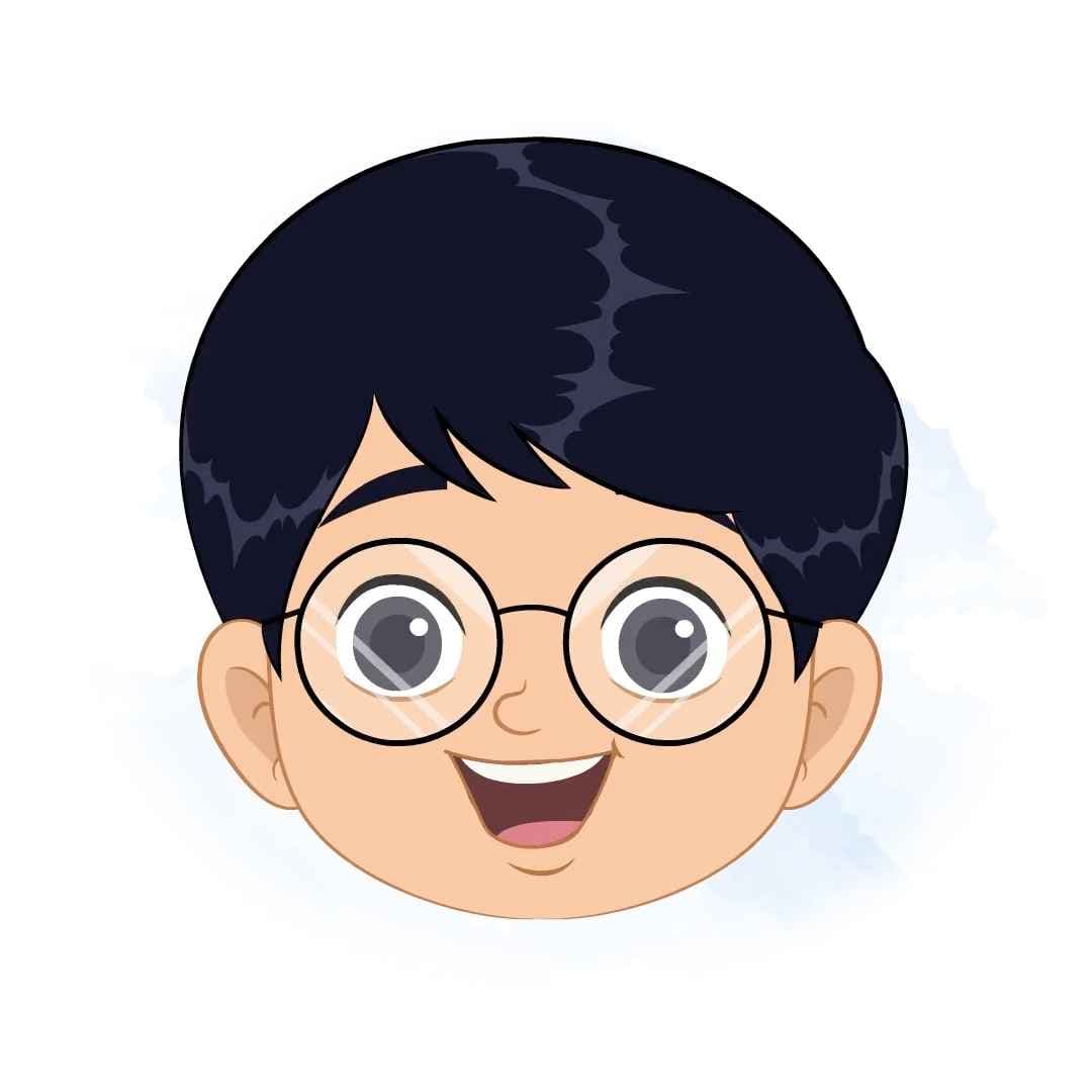 A little boy animated cartoon face with different facial expressions aka roy