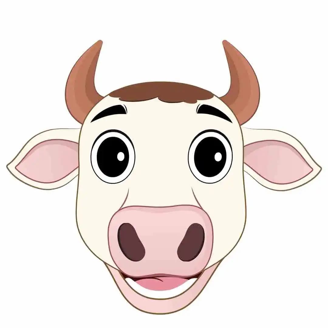 A cow animated cartoon face with different facial expressions aka choti the cow