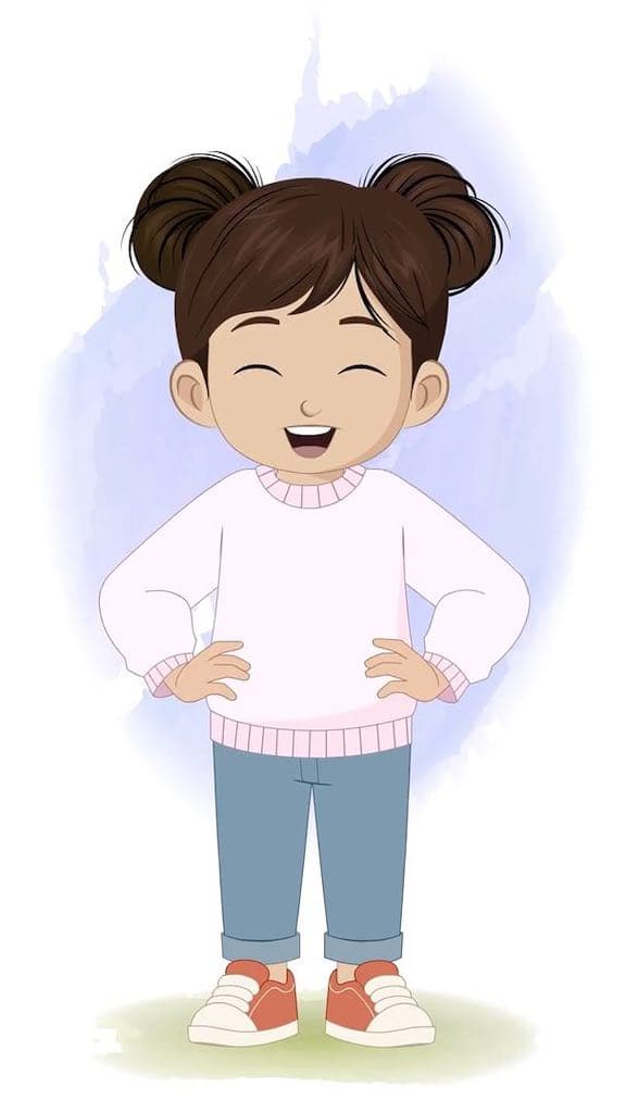 An adorable Indian girl laughing animated vector cartoon character AKA Wamika
