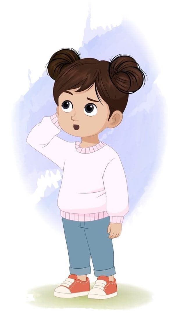 An adorable Indian confused girl animated vector cartoon character AKA Wamika