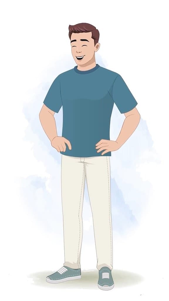 A man in casual clothes laughing animated vector cartoon character AKA Taylor