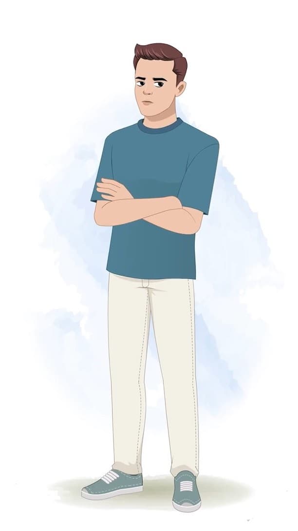 An annoyed man in casual clothes animated vector cartoon character AKA Taylor