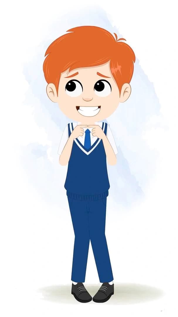 A nervous boy animated cartoon character aka adit