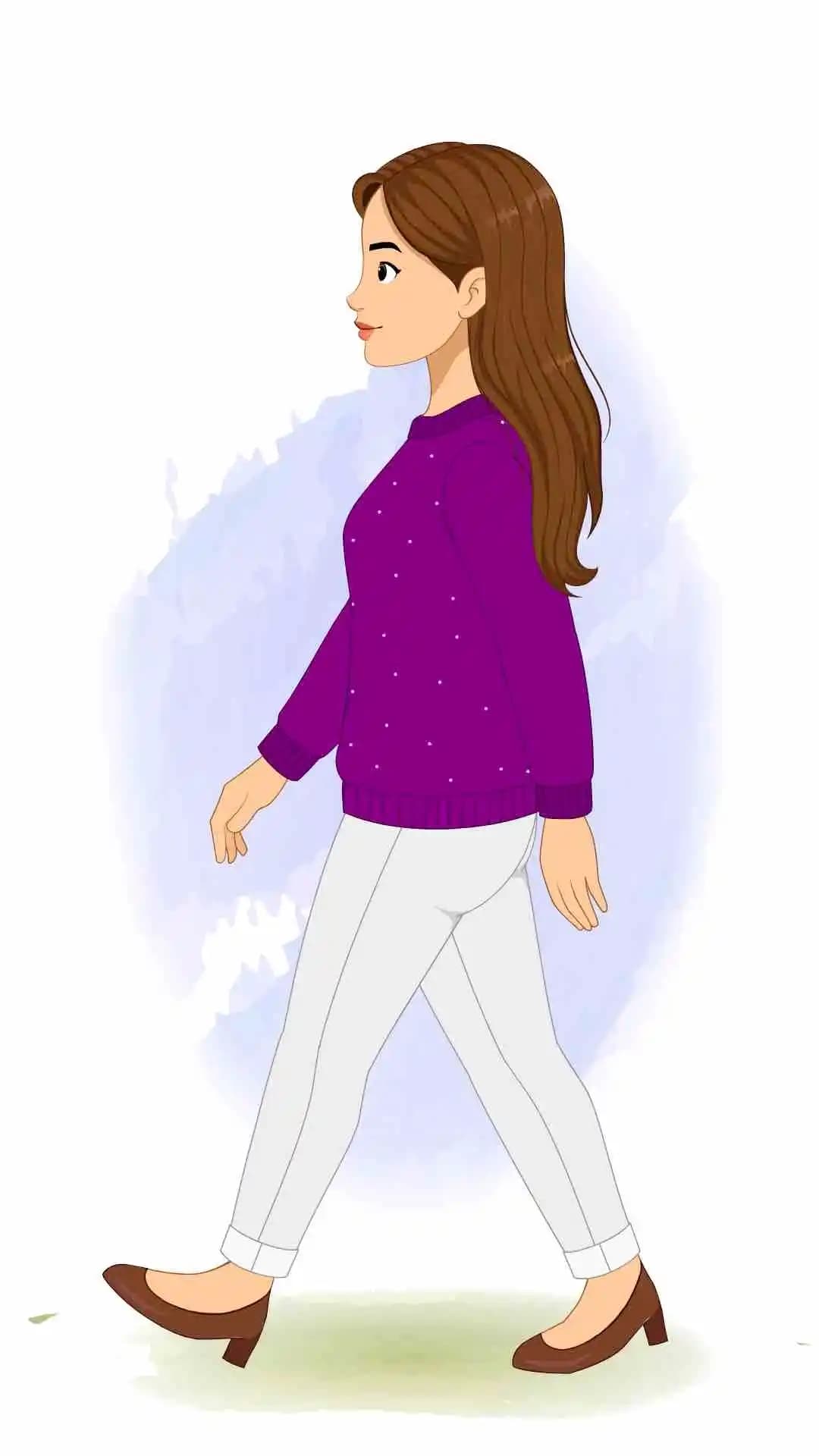 A young woman with purple sweater side walking animated cartoon character aka Aarohi,2d cartoon woman walking,
cartoon woman walking,
cartoon girl character walking,
indian cartoon woman walking,
side walking cartoon girl,
pretti cartoon girl walking,
lady walking side view vector,
animated girl side walking,
stylish lady walking vector,
indian girl walking cartoon character,
indian lady side walking cartoon,