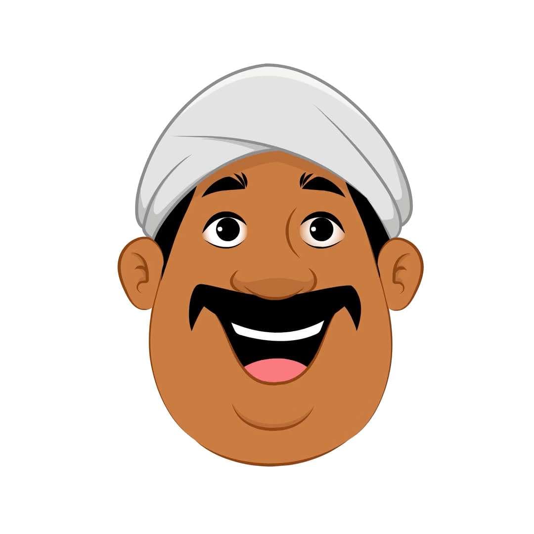 A fat Indian village man face expression animated vector cartoon character AKA Kishan Lal