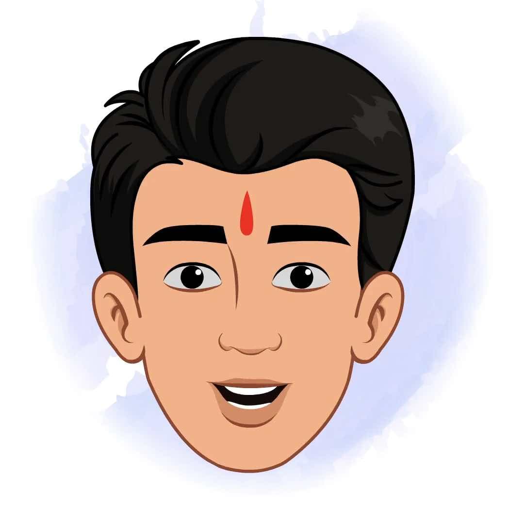 A young Indian boy face expression animated vector cartoon character AKA Karthikeyan