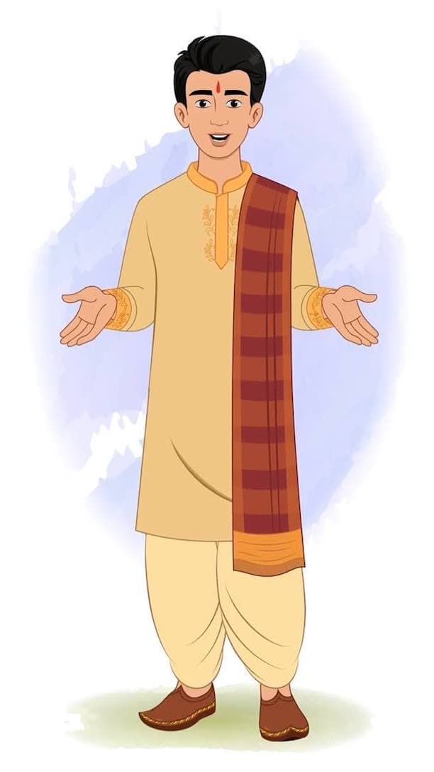 A young Indian boy talking animated vector cartoon character AKA Karthikeyan