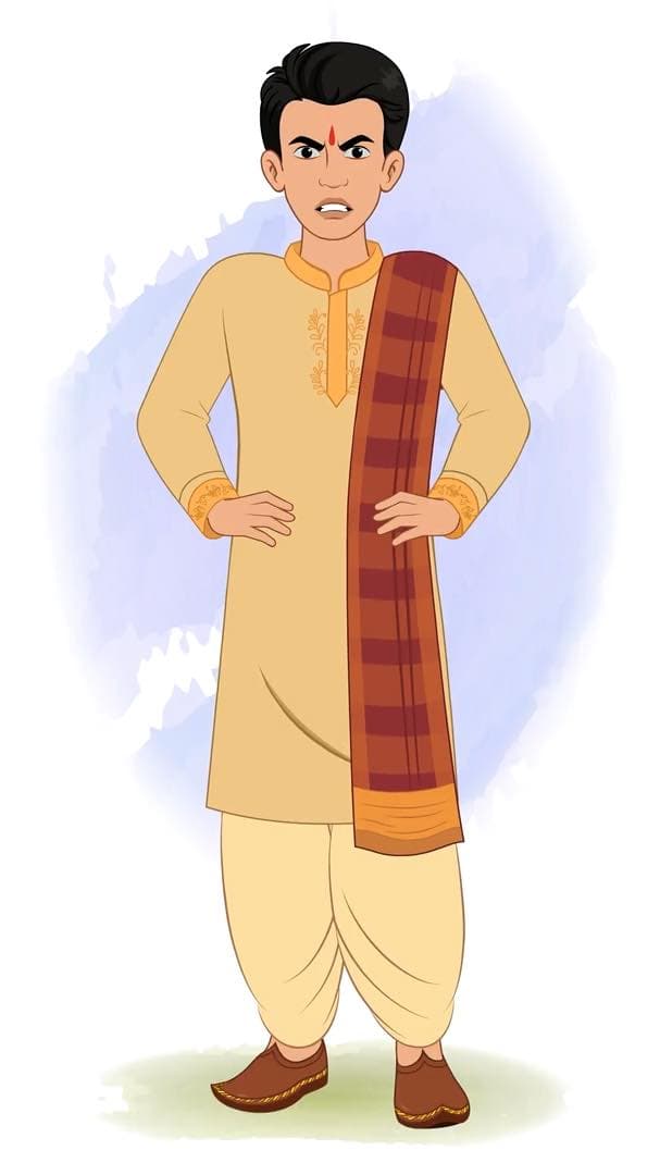 An angry young Indian boy animated vector cartoon character AKA Karthikeyan