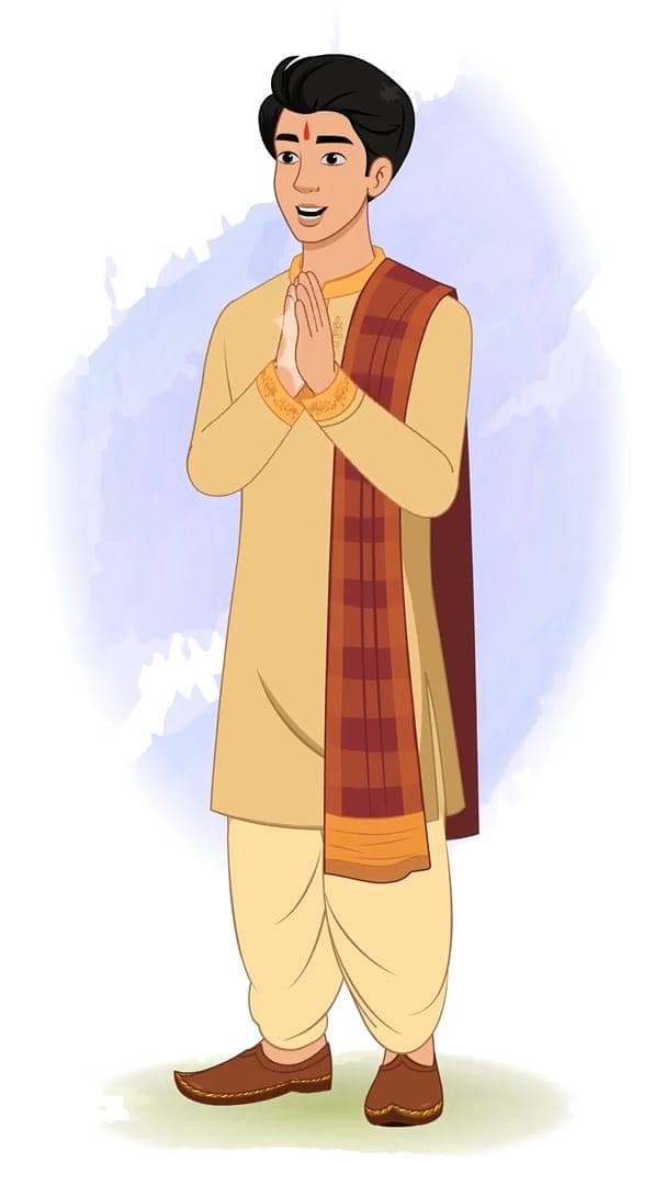 A young Indian boy clapping animated vector cartoon character AKA Karthikeyan