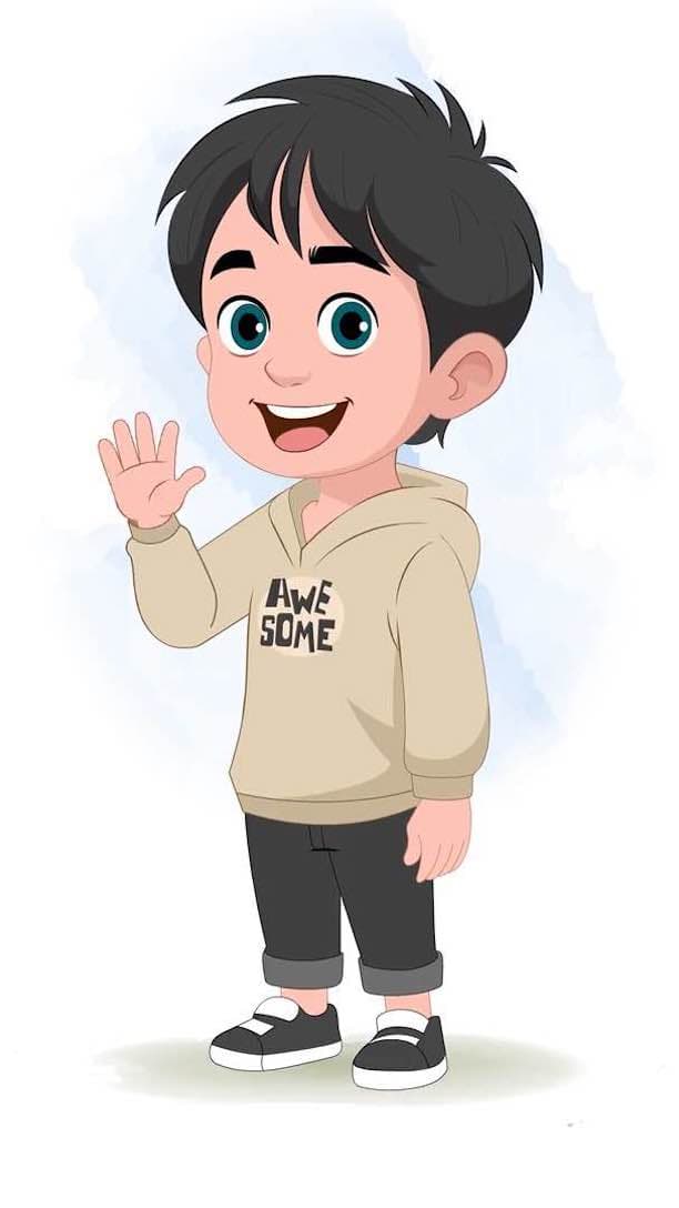 A little stylish boy saying hi animated vector cartoon character AKA Ritvik