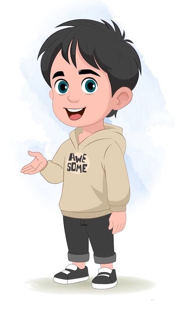 A little stylish boy talking animated vector cartoon character AKA Ritvik