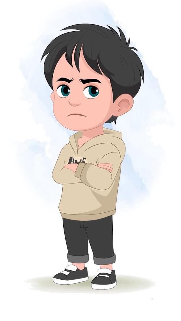 A little stylish annoyed boy animated vector cartoon character AKA Ritvik