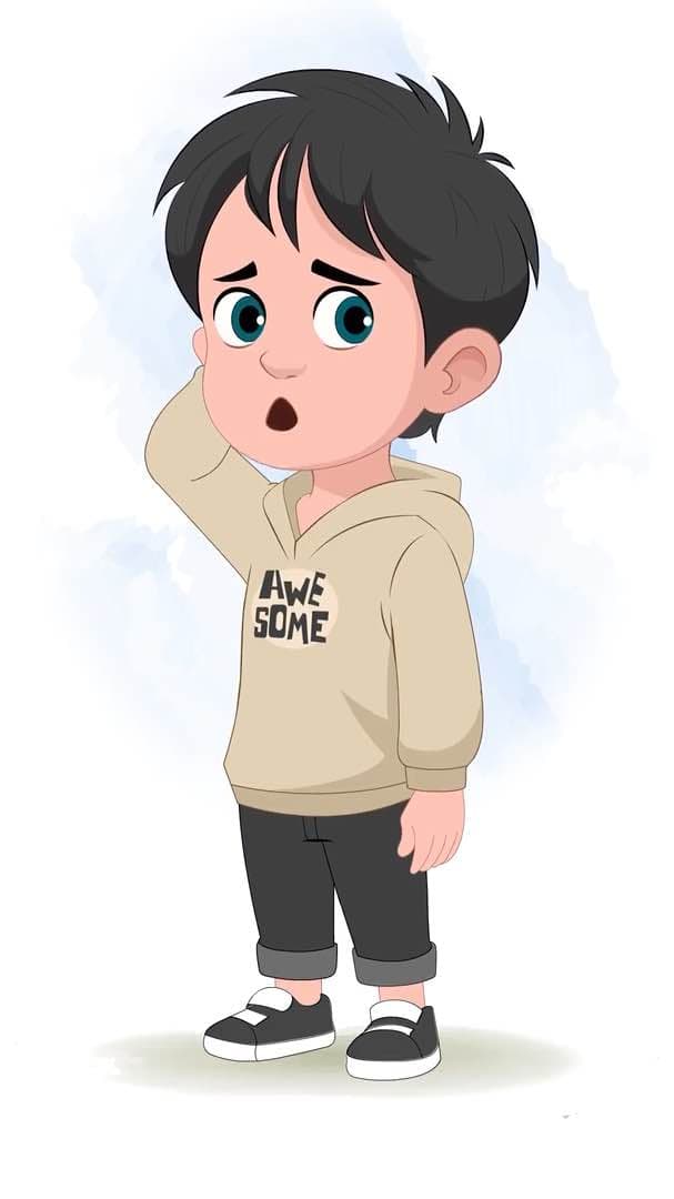 A little stylish confused boy animated vector cartoon character AKA Ritvik