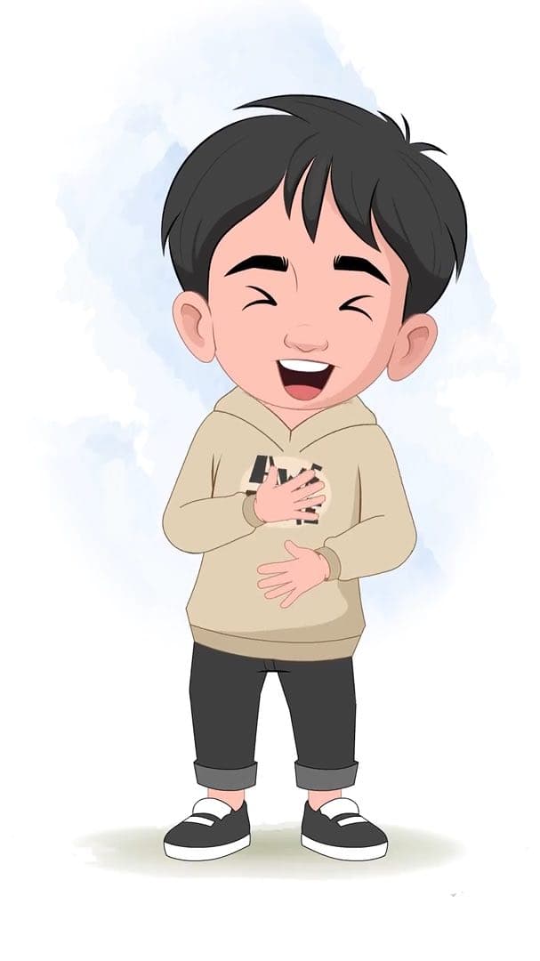 A little stylish boy laughing animated vector cartoon character AKA Ritvik