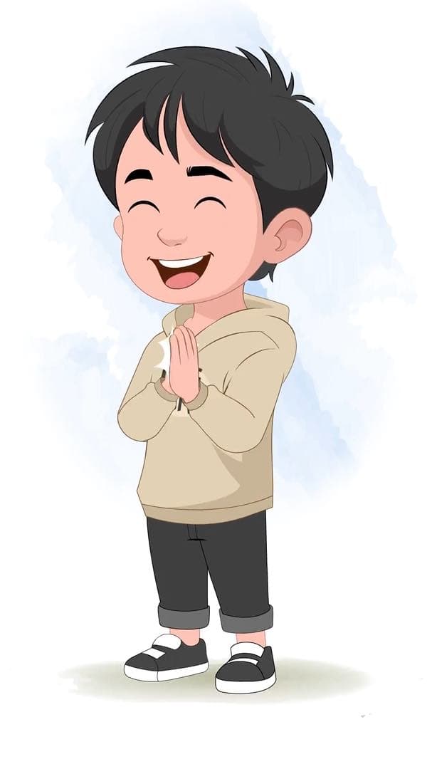 A little stylish boy clapping animated vector cartoon character AKA Ritvik