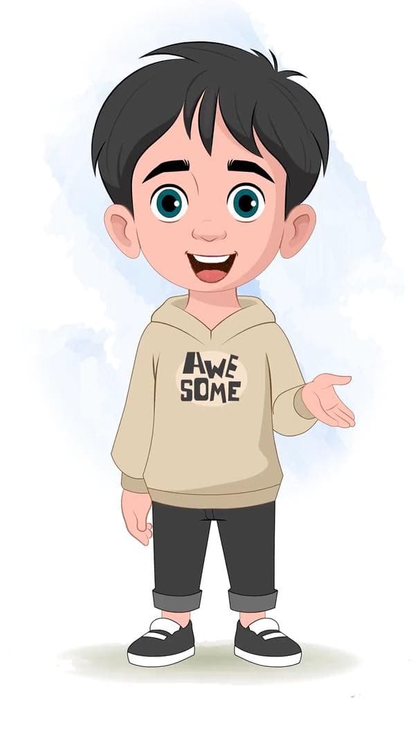A little stylish boy talking animated character cartoon vector AKA Ritvik