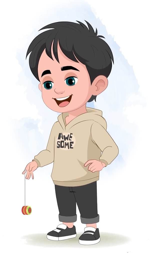 A little stylish boy playing with yoyo animated vector cartoon character AKA Ritvik