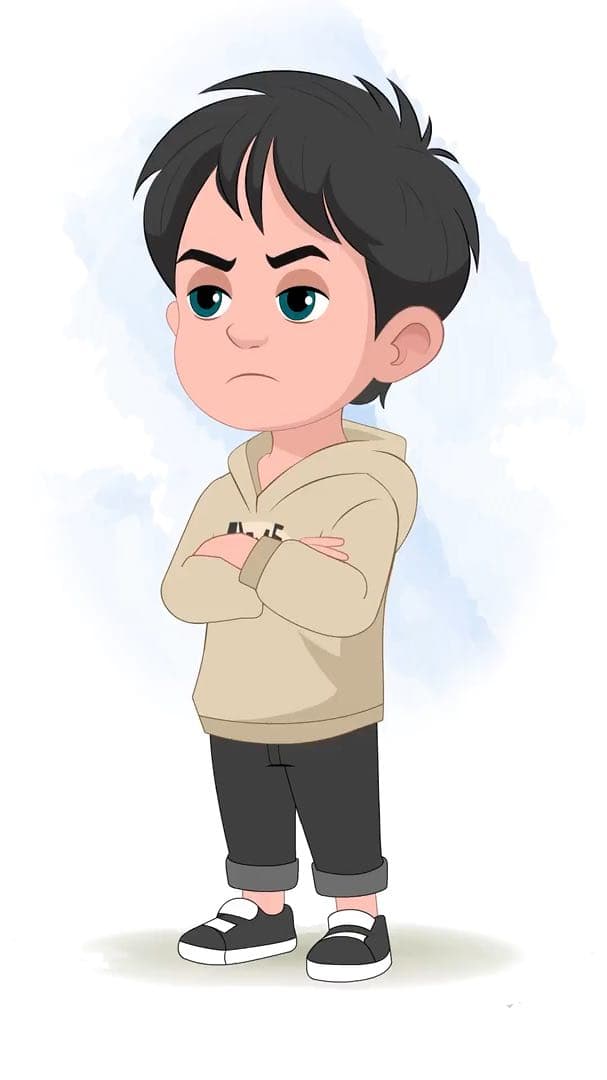 A little angry stylish boy animated vector cartoon character AKA Ritvik