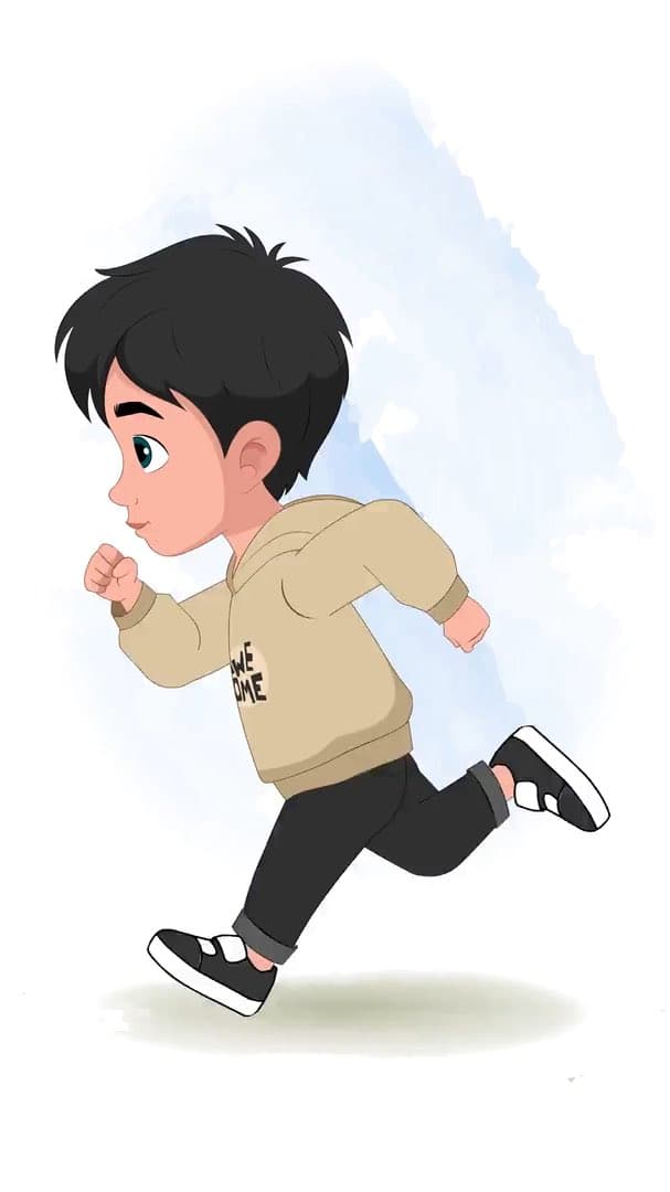 A little stylish boy side running animated vector cartoon character AKA Ritvik