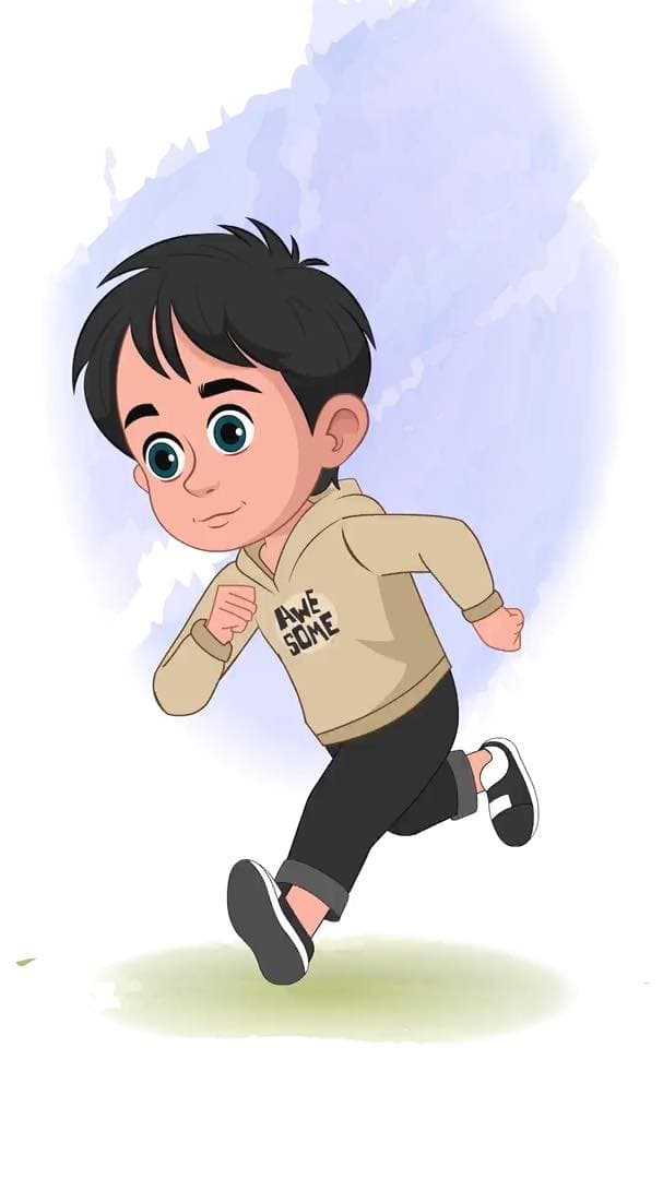 A little stylish boy running animated vector cartoon character AKA Ritvik