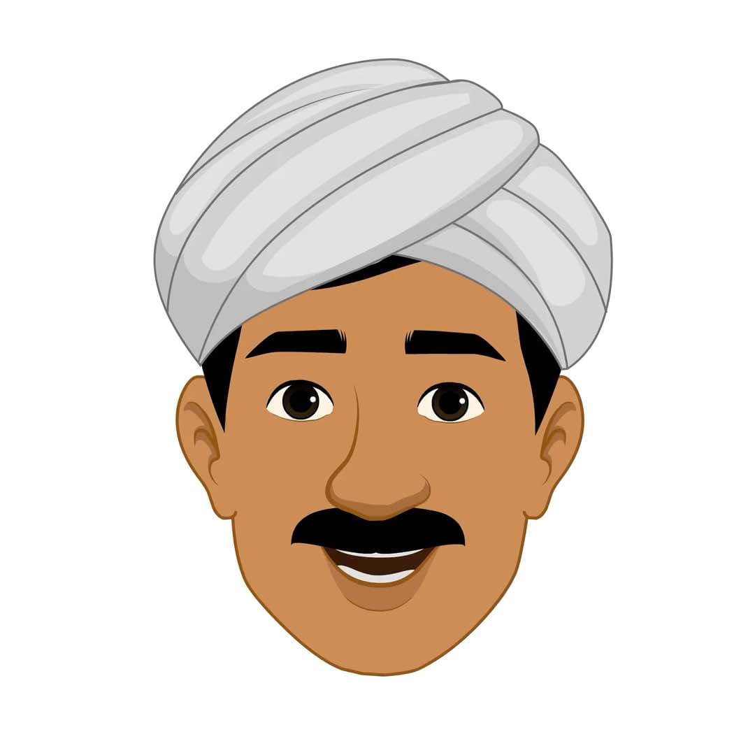 A young Indian village man face expression animated vector cartoon character AKA Mohan