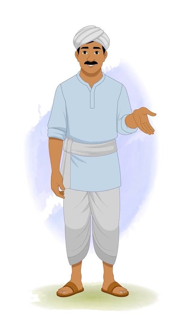 A young Indian village man talking animated vector cartoon character AKA Mohan