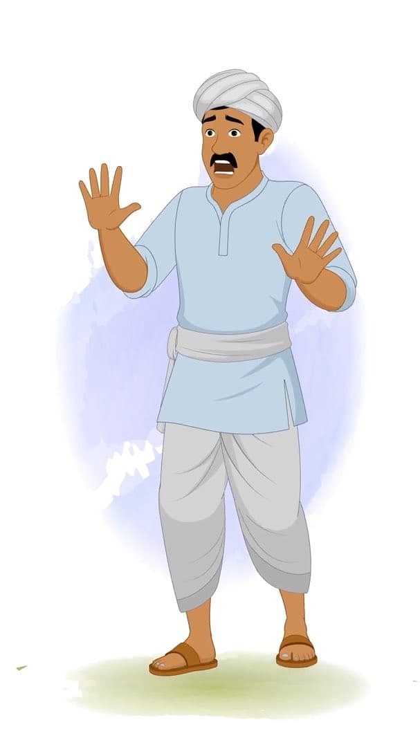 A young Indian village man scared animated vector cartoon character AKA Mohan