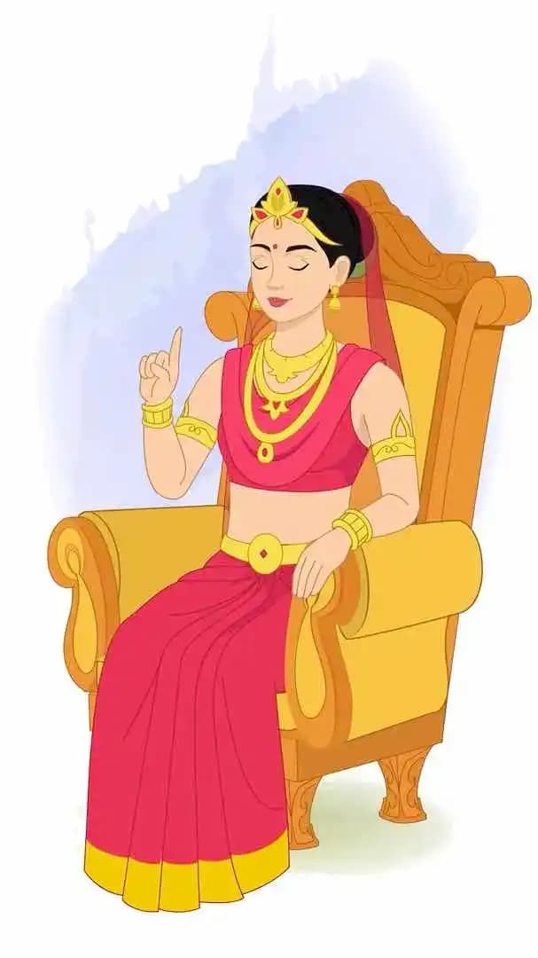 An Indian rani saying no animated vector cartoon character AKA Rani Durgavati