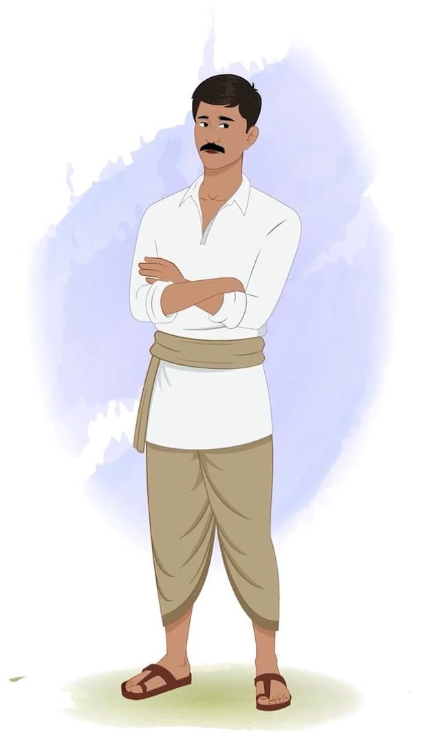 A young Indian annoyed farmer animated vector cartoon character AKA Ramesh