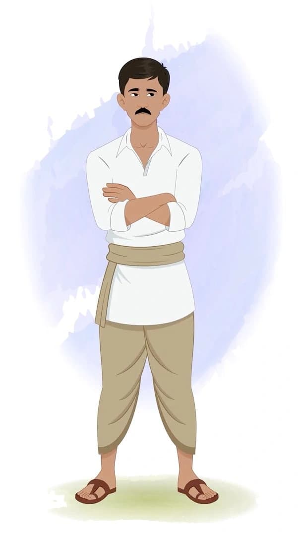 A young Indian annoyed farmer animated character cartoon vector