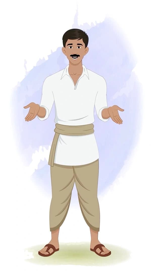 A young Indian farmer talking animated character cartoon vector AKA Ramesh