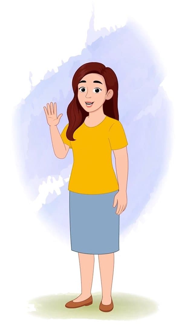 An American woman saying hi animated vector cartoon character AKA Jasmine