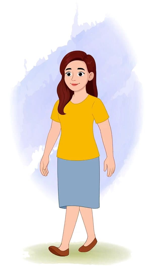 An American woman walking animated vector cartoon character AKA Jasmine