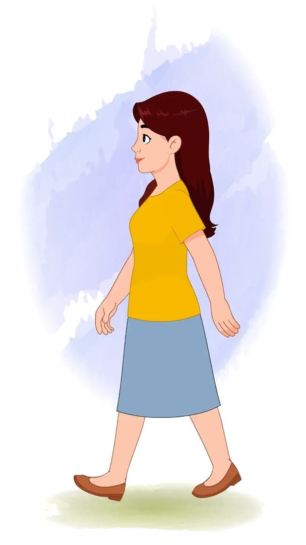 An American woman side walking animated vector cartoon character AKA Jasmine
