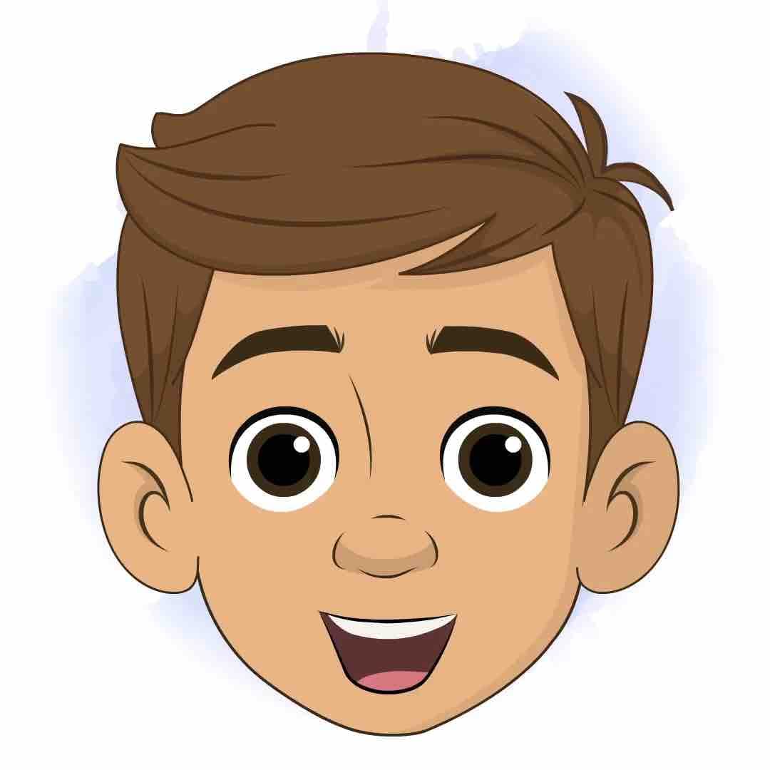 A young brown haired boy in hoodie face expression animated vector cartoon character AKA Veeraj