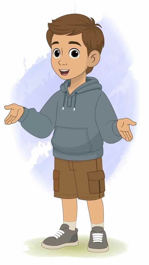 A young brown haired boy in hoodie talking animated character cartoon vector AKA Veeraj