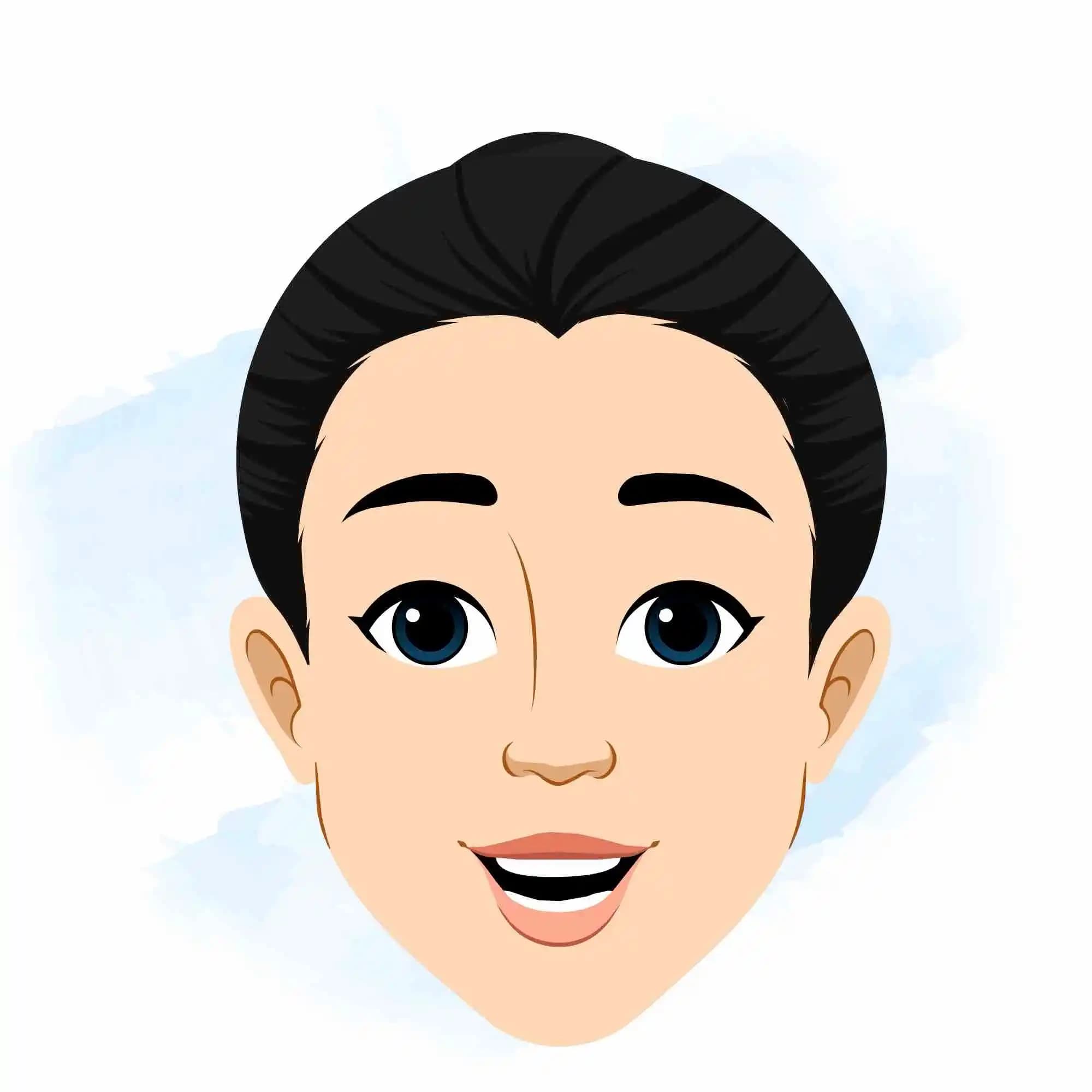 female cartoon character face expression animated face