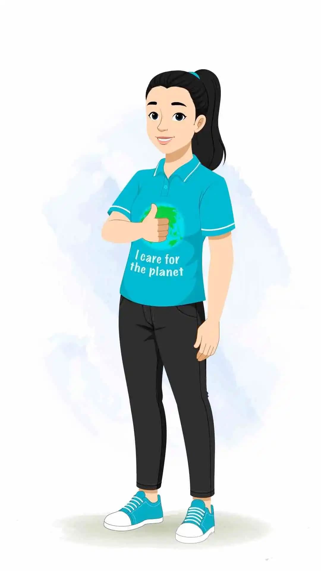 a young girl thumbs up pose animated cartoon character aka srishti