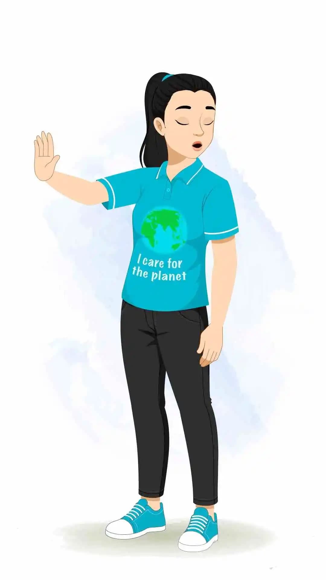 a young girl saying no pose animated cartoon character aka srishti