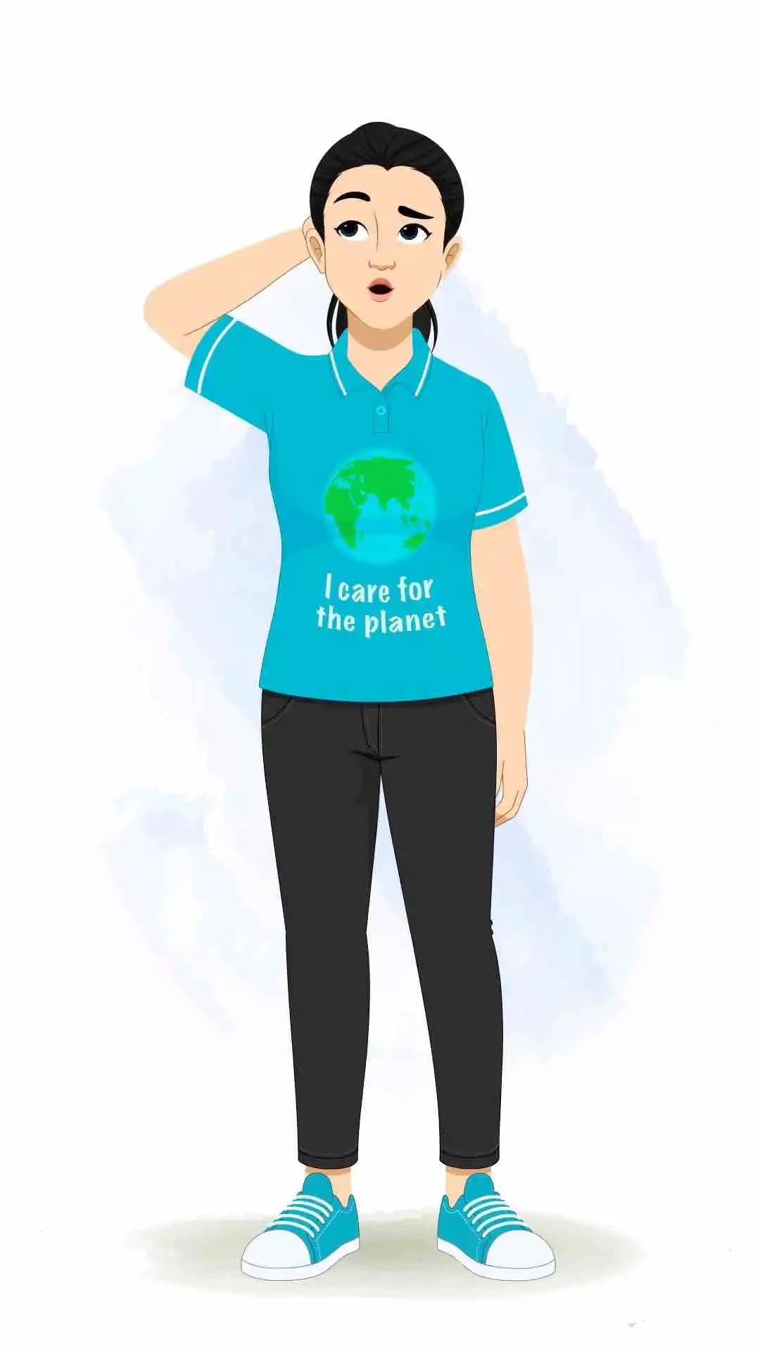 a young girl confuse pose animated cartoon character aka srishti